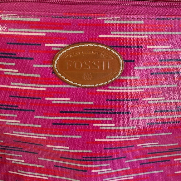 Fossil keyper crossbody bag Pink Tan Medium Shoulder Purse Stripes - Picture 4 of 5